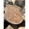 Image 2 : Super Heavy Stone Outdoor Table With Wrought Iron Chairs With Cushions 7' Feet X 42" Wide X 29" Tall