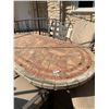 Image 3 : Super Heavy Stone Outdoor Table With Wrought Iron Chairs With Cushions 7' Feet X 42" Wide X 29" Tall