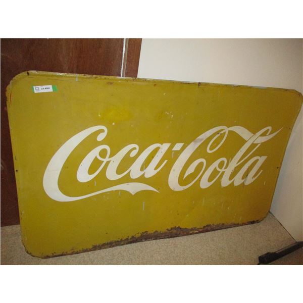 Coca-Cola yellow tin sign - 60" x 35"