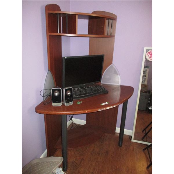 Acer computer with desk - 61" tall 22" screen