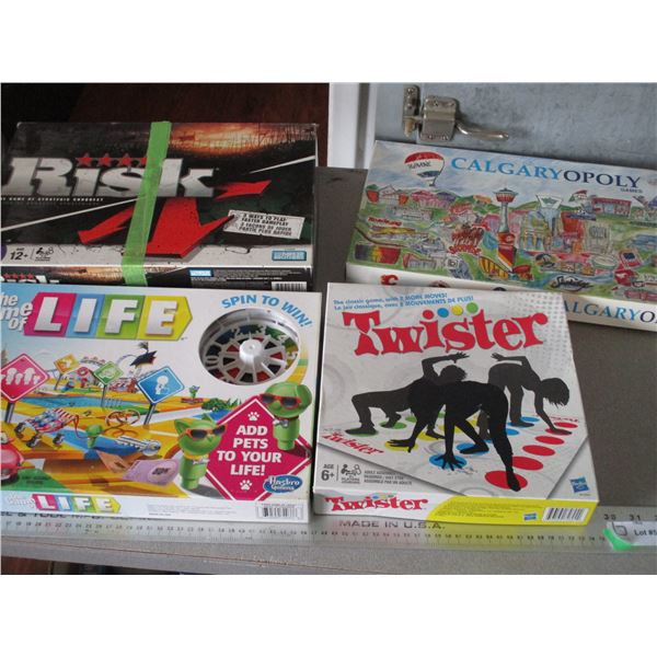 (4) Board games - Life, Risk, Twister, Calgary-opoly