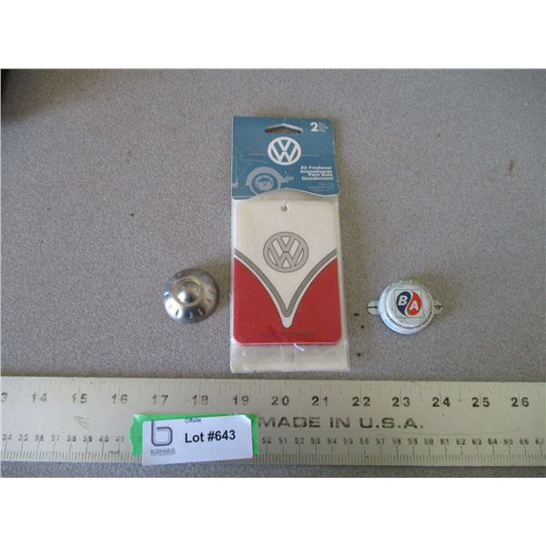 Volkswagen Air freshener, BA cap, misc