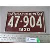 Image 1 : 1930 Saskatchewan License Plate