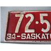 Image 2 : 1934 Saskatchewan License Plate