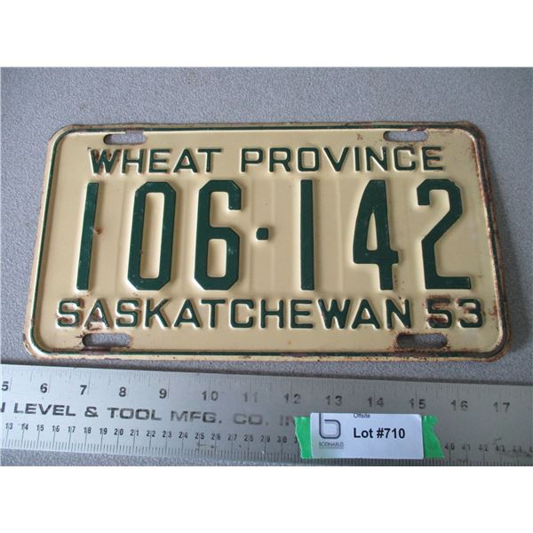 1953 Saskatchewan License Plate