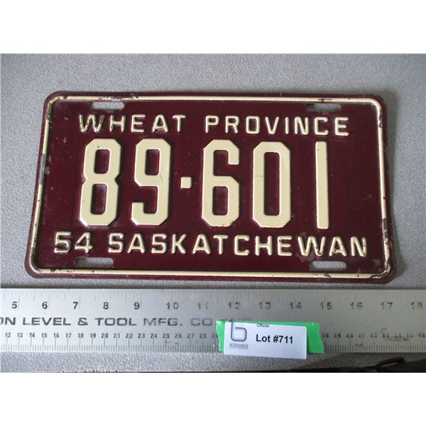 1954 Saskatchewan License Plate