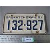 Image 1 : 1961 Saskatchewan License Plate