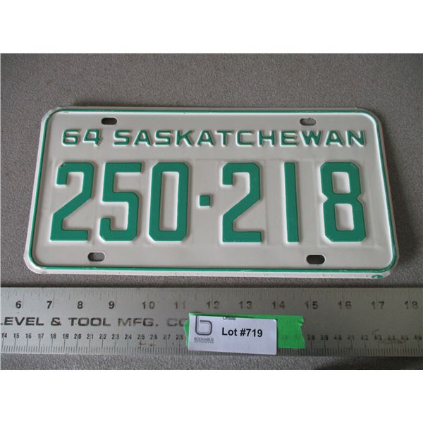 1964 Saskatchewan License Plate