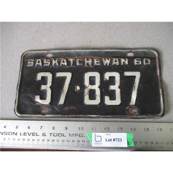 1960 Saskatchewan License Plate