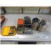 Image 1 : Mix lot - Drill bits, latches, safeway motor oil tin with pens