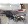 Image 2 : Bike Horn, tin filled with change, light fixture