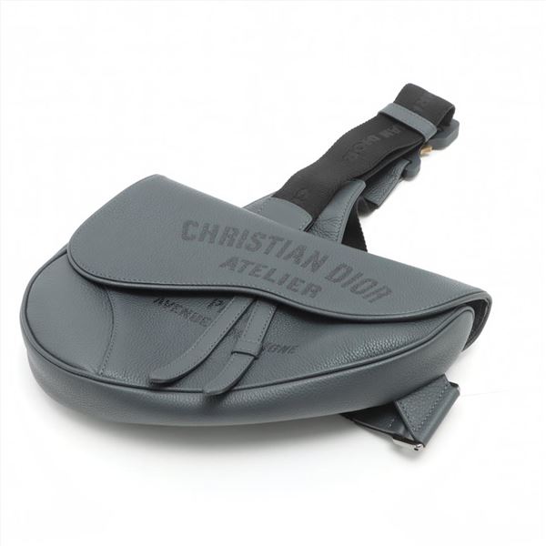 Christian Dior Homme Gray Leather Saddle Shoulder Bag