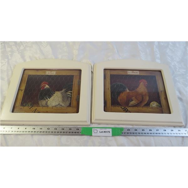 (2) Framed Hens wall art