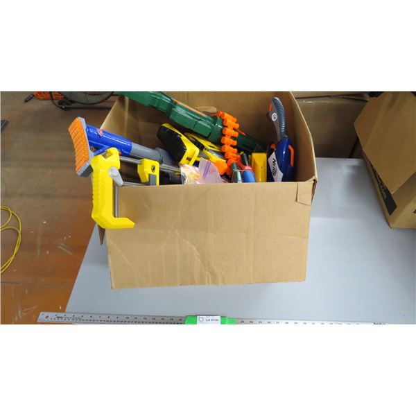 Box of assorted Nerf guns