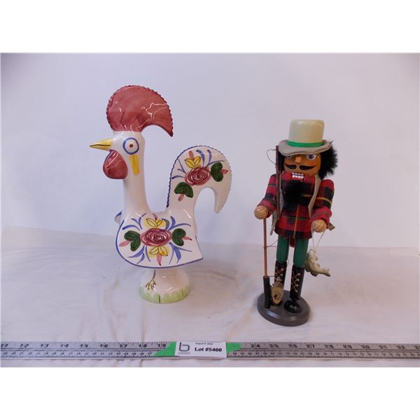 Fishing Nutcracker and Rooster Statue