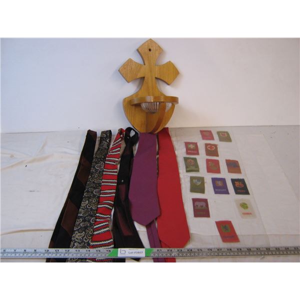 Various country badge-ribbon, church fixture, several ties