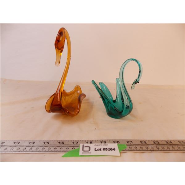 (2) Alta Glass Swans