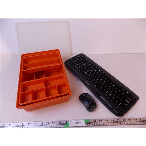 Wireless Logitech Keyboard and Mouse (in Microsoft box) + Plastic Storage Container