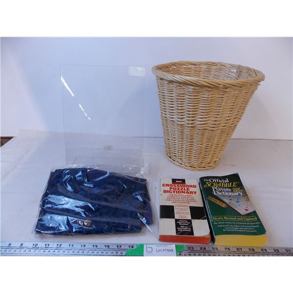 Plexiglass Brochure Stand, Scrabble Dictionary, Crossword Dictionary