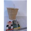 Image 2 : Plexiglass Brochure Stand, Scrabble Dictionary, Crossword Dictionary, Wicker Basket, and Blue Sparkl