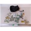 Image 1 : Leather Bag w/ (10) Baggies of Marbles and (3) Baggies of Strikers