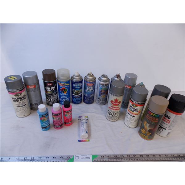 (15) Cans of Spray Paint + (4) Acrylic Paint Bottles