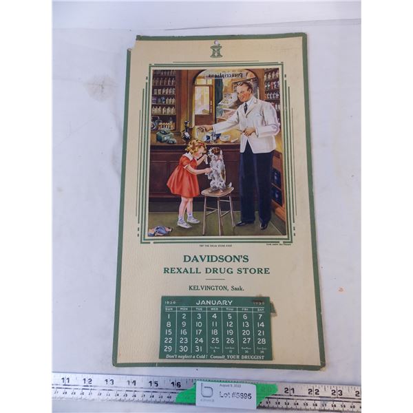 1939 Davidson’s Rexall Calendar (Kelvington Sask)