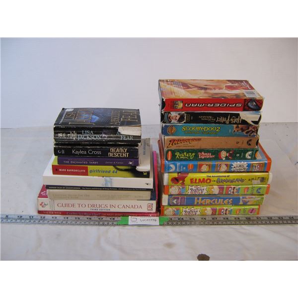 Large lot of books and VHS tapes, as pictured