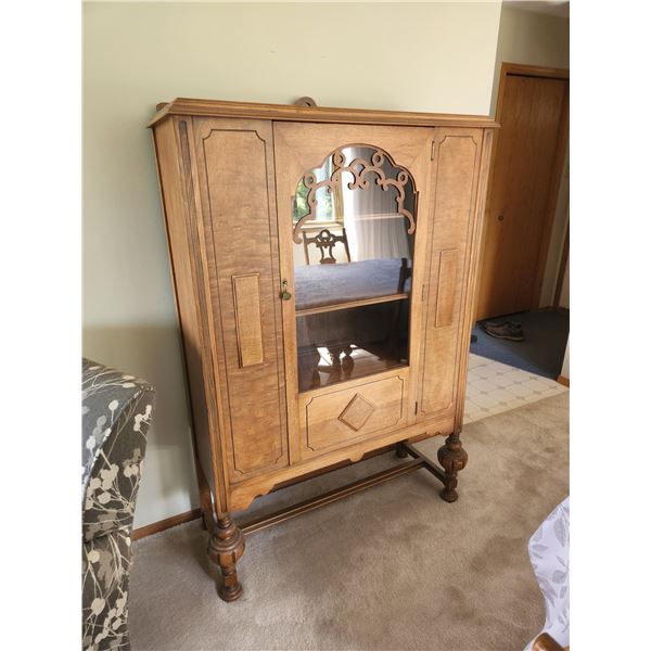 Antique Wooden China Cabinet - 41W 16D 60H