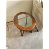 Image 1 : (2) Glass Wooden End Tables - 27W 21D 20H (matching pair)