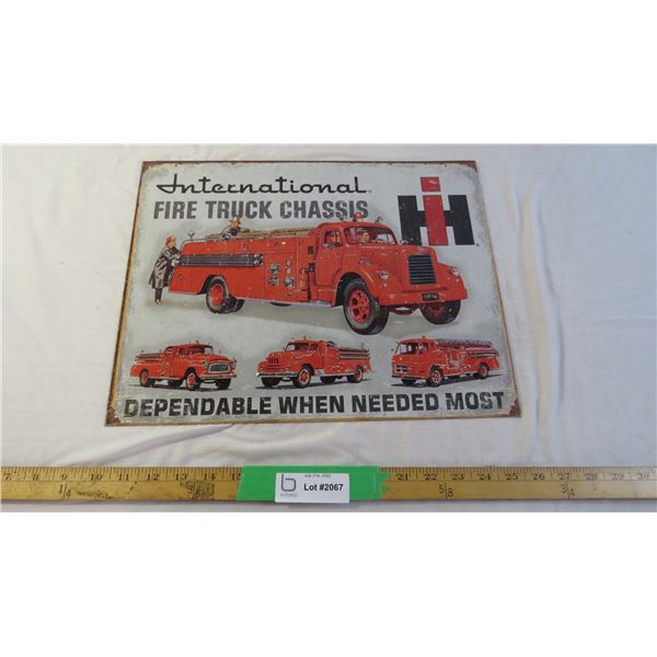 International Fire Truck Chassis tin sign