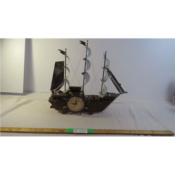 Wooden Ship Clock with light