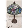 Image 2 : Vintage lamp with Stained Glass light shade (3 bulbs) - 32" tall - shade is 18" round