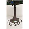 Image 3 : Vintage lamp with Stained Glass light shade (3 bulbs) - 32" tall - shade is 18" round