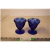 (2) Blue Glass Sherbet Dishes
