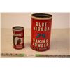 Image 1 : (2) Baking Powder Tins Calumet 1lb and Blue Ribbon 5lbs