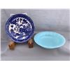 Image 1 : Japanese Flow Blue small plate & Pyrex Jade Blue 6”Bowl