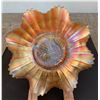 Image 3 : Northwood Carnival Glass Marigold Circa 1908 “Peacocks on the Fence” ruffled bowl