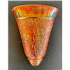Image 1 : Imperial Glass Co. Carnival Glass Pumpkin Marigold “Soda Gold” Wall Pocket / Small chip