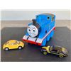 Image 1 : Thomas the Train toy and 2 small toy cars
