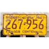 Image 1 : Saskatchewan Canada Centennial 1967 License Plate 267-956