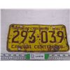 Image 2 : Saskatchewan Canada Centennial 1967 License Plate 293-039