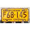 Image 1 : Saskatchewan Canada Centennial 1967 Farm License Plate F68-145
