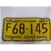 Image 3 : Saskatchewan Canada Centennial 1967 Farm License Plate F68-145