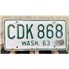 Image 1 : Washington rare 1963 License Plate