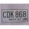 Image 2 : Washington rare 1963 License Plate