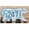 Image 1 : NWT Northwest Territories rare 1975 Public Service Bear License Plate