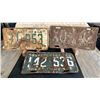 Image 1 : Lot of 3 heavy patina Saskatchewan License Plates: 1947, 1955, 1956