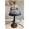 Image 1 : Metal electric Lamp with Glass Reverse Painted Shade