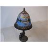 Image 5 : Metal electric Lamp with Glass Reverse Painted Shade